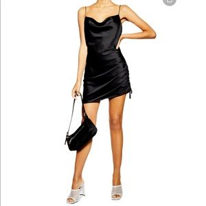 Topshop Ruched Satin Mini Slip Dress